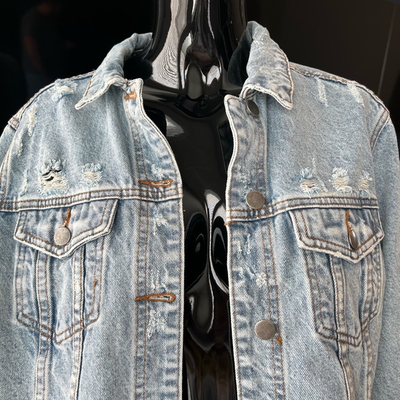 Altar’d State Cropped Frayed Hem Jacket Size Small - Picture 2 of 6